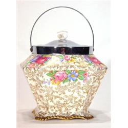 Old Foley floral chintz biscuit barrel with…