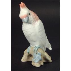 Hand painted Royal Dux cockatiel on branch,…