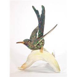 Hand painted Goebels hummingbird on a leaf,…