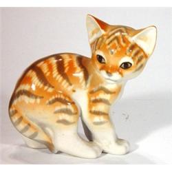 Hand painted USSR ginger cat, marks to base…
