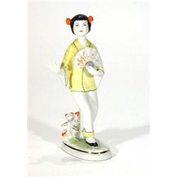 Hand painted USSR Geisha girl clutching fan…