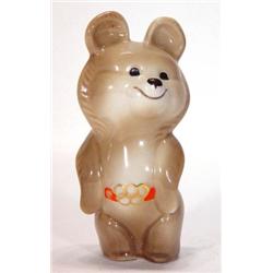Hand painted USSR Olympic brown bear, red m…