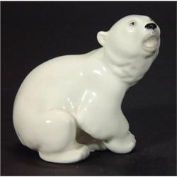 Hand painted USSR seated polar bear, marks …