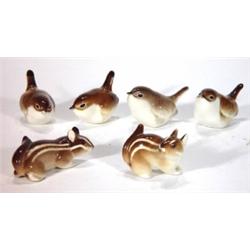 Four hand painted USSR seated wrens and two…
