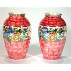 Pair of Maling vases hand coloured and tran…