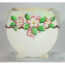 Flat sided Maling vase, hand painted with s…
