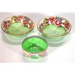 Pair of Maling dishes hand coloured and tra…