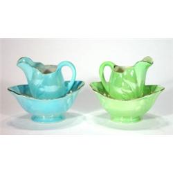 Green iridescent glazed Maling cream jug an…