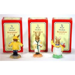 Three boxed hand painted Royal Doulton Bunn…