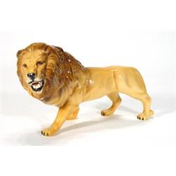 Hand painted Beswick standing lion, marks t…