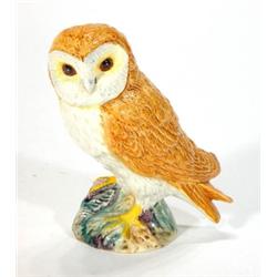 Hand painted Beswick seated barn owl, marks…