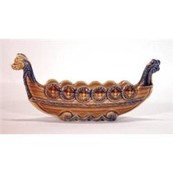 Blue and brown glazed Wade Longboat, marks …
