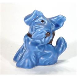 Blue glazed seated Sylvac terrier dog, impr…