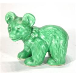 Green glazed Sylvac standing bear cub, impr…
