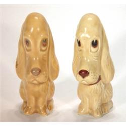 Two straw glazed seated Sylvac droopy dogs,…