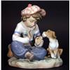 Image 1 : Hand painted Lladro boy with a puppy, print…