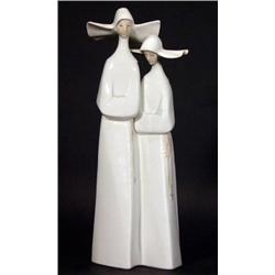 Hand painted Lladro nun figure group with m…