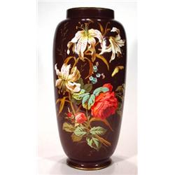 Large Victorian pottery vase, hand coloured…