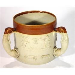 Victorian salt glazed stoneware tyg with gr…