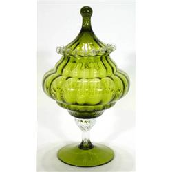 Clear and green Victorian pedestal glass bo…