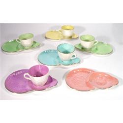 Five Maling teacups and six cake plates dec…