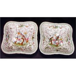 Two Austrian square porcelain plates, hand …