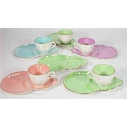 Five Maling teacups and six cake plates dec…