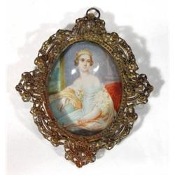 Oval miniature watercolour of a young maide…