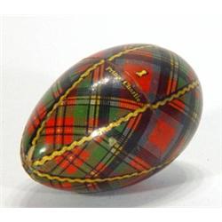 Tartanware egg shaped cotton reel holder de…