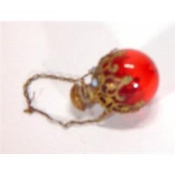Gilt metal and globular Cranberry glass sce…