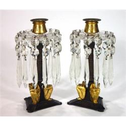 Pair of bronze and gilt metal candlesticks …