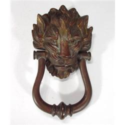 Victorian bronze lion's head door knocker, …