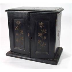 Victorian ebonised wooden cabinet fitted pa…