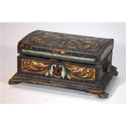 Hand painted leatherwork casket on claw fee…