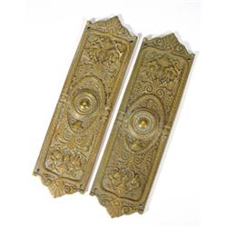 Pair of Victorian brass finger plates cast …