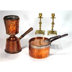 Victorian copper saucepan with lid, pair of…