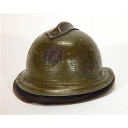 Green painted French inkwell modelled as a …