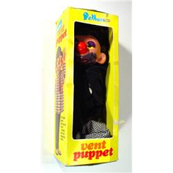 Boxed Pelham Vent tramp puppet, 34cm in len…