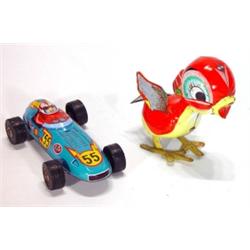 Japanese tinplate racing car and a clockwor…