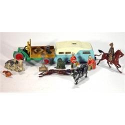 Dinky Toys four berth caravan, motocart and…