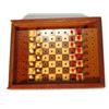 Image 1 : Mahogany and pearwood travelling chess set …