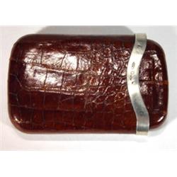 Victorian crocodile skin cigar case with si…