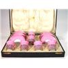 Image 1 : Leather cased set of six pink and gilt porc…