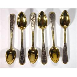 Set of six Continental 875 silver teaspoons…