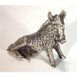 Seated Continental silver boar, marks to ba…