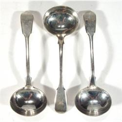 Three William IV silver ladles, London 1875…