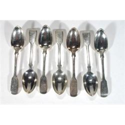 Seven Victorian silver dessert spoons, Lond…