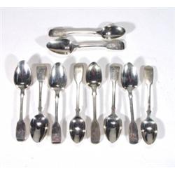 Ten Victorian silver teaspoons, London 1843…