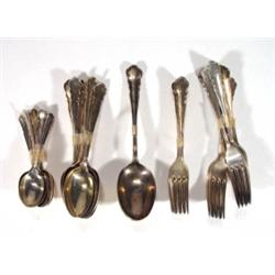 Set of six silver tablespoons London 1914, …