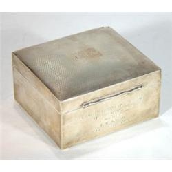 Square silver cigarette box with engine tur…